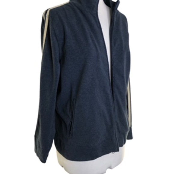 No Brand Label Full Zip Sleep Stripe Side Pockets Warmup Jacket Size L - Picture 3 of 6